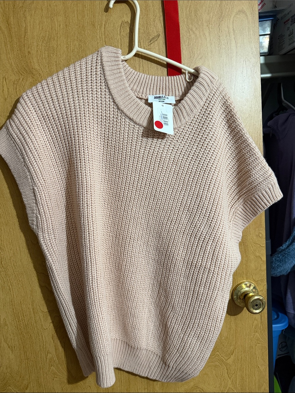 Double Zero Pale Blush Pink Sleeveless Crewneck Knit Sweater